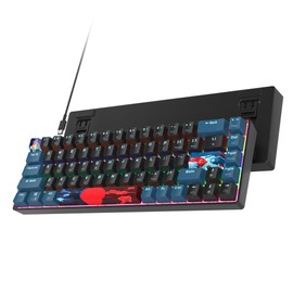 Ussixchare 60 Percent Gaming Keyboard 68 Keys Mechanical Keyboard Rainbow Backlit Mini Compact Wired Keyboard with Red Switch for Windows Laptop Gamer(68 Monster-B)