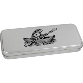 Azeeda 'Frog In A Rowing Boat' Metal Hinged Stationery Tin/Storage Box (TT00249802)