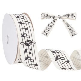 NBEADS 10m Musical Notes Ribbons, 2.5cm Musical Notes Craft Ribbon Single Side Printed Music Note Cotton Ribbon with Spool for Gift Packaging Party Decoration Sewing Craft