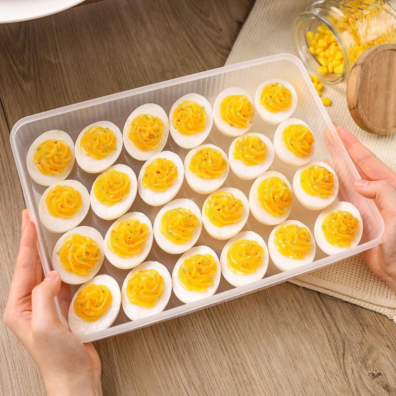 HANSGO Deviled Egg Carrier with Lid,2 Pack Deviled Egg Containers