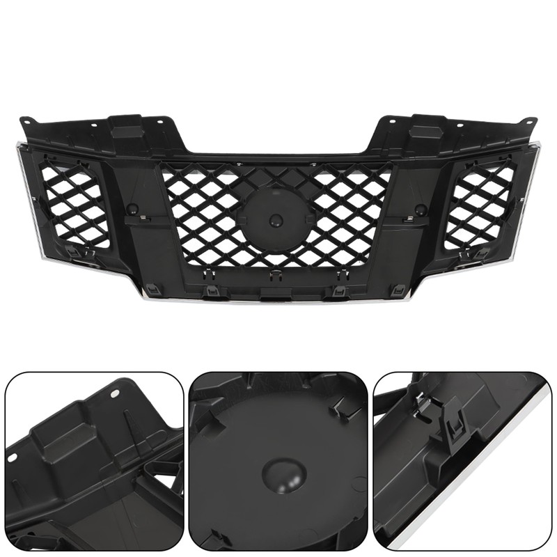 Thomletha Front Grille Upper Mesh Style Chrome Shell with Black