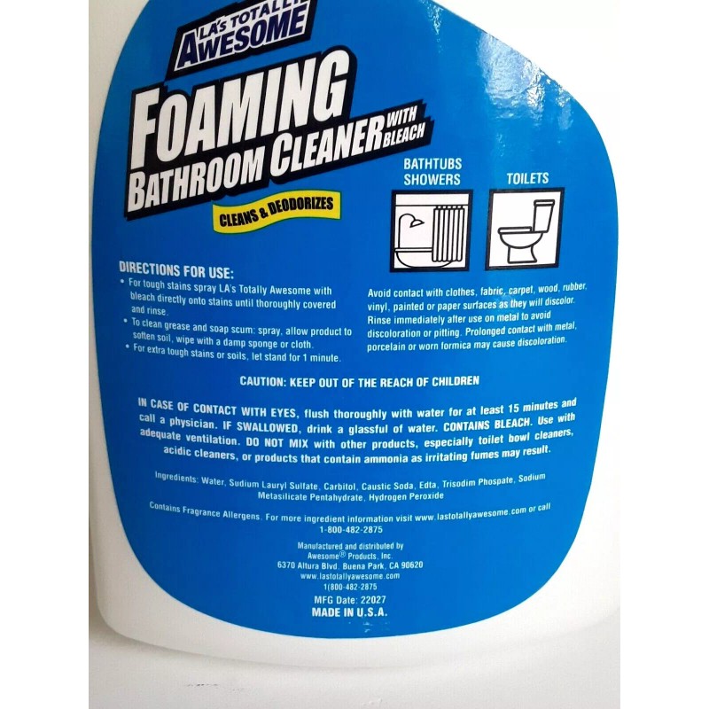 LA's Totally Awesome Foaming Bathroom Cleaner W/ Bleach 32 fl