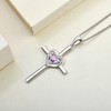 YL Heart Cross Necklace Sterling Silver Crucifix Pendant Created Amethyst