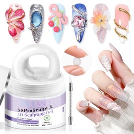 SAVILAND 60 g 3D Nail Gel: White Sculpting Gel Strong Molding 3D Gel Nail Art Sculpture No Wipe for Extension Nail Non Sticky Nail Art Gel 3D Modeling Nail Art DIY At Home SSproSculpt X