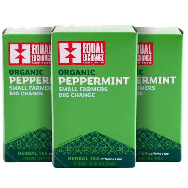 Equal Exchange Organic Caffeine Free Peppermint Tea, 20-Count (Pack of 3)