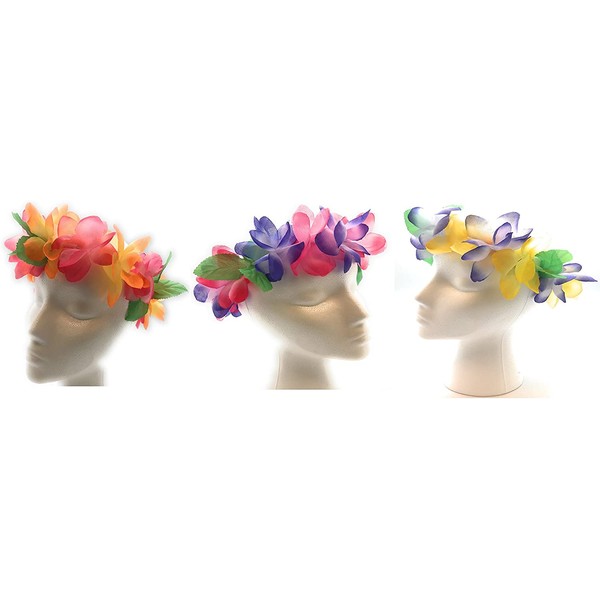 Mahalo Floral Leis Headband 12 PC Set