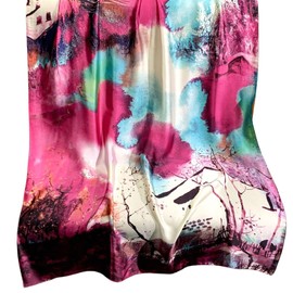 FAIRYGATE Womens Scarf Silk Scarves for Women Artistic Printed Scarfs Art Pattern Colorful Satin Silk Neckerchief Headdress Ideal Accessory and Gift 82024