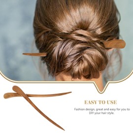 Beavorty Haarnadeln im Vintage-Stil, aus Holz, Haarstäbchen aus Sandelholz, Haar-Accessoires für Frauen und Mädchen, Braun, 2 Stück