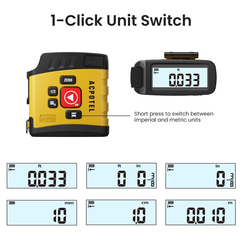 Digital Tape Measure 16 Ft - 6 Metric and Imperial