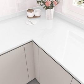 Wallderful Shiny White Contact Paper for Cabinets White Wallpaper Peel and Stick Countertops Shiny White Kitchen Wall Paper Waterproof Removable Sticky Wallpapers Vinyl 15.75"x78" Glossy Paper