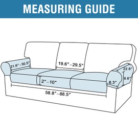 H.VERSAILTEX 2024 New Model High Stretch Couch Seat Covers Washable Cushion Covers for Couches and Sofas Thick Jacquard Textured Twill Fabric (3 Piece Sofa Cushion Cover with Armrest, Natural)