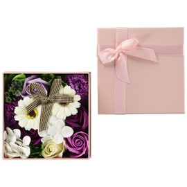 Kyushu Flower Service Bath Salt, Soap Flower Box Arrangement, Floral Soap Scent, Pink/Purple