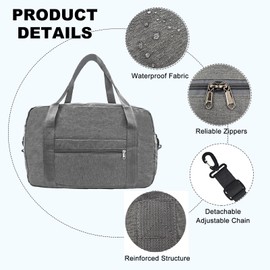 15 Inch Small Carry On Bags for Airplanes Spirit Airlines Personal Item Bag Underseat Foldable Travel Duffle Gym Bags for Women Men(20L, Dark Grey)