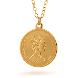 Gold coin Necklace Pendant Gold Filled chain Length 41 cm/16 inch+5cm Extender