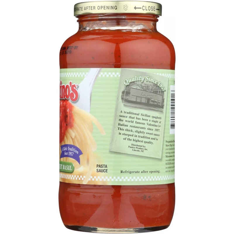 Generic Valentino's "Old Style" Italian Sweet Basil Pasta Sauce, 26