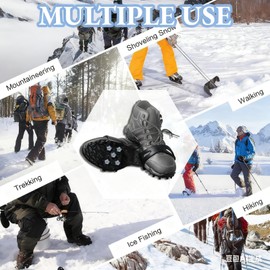 Non Slip Ice Cleats for Shoes and Boots,Small Ice Snow Gripper Shoe/Boot Traction Cleats with 5 Spikes, Winter Outdoor Anti-Slip Crampons for Women Kids Walking, Climbing