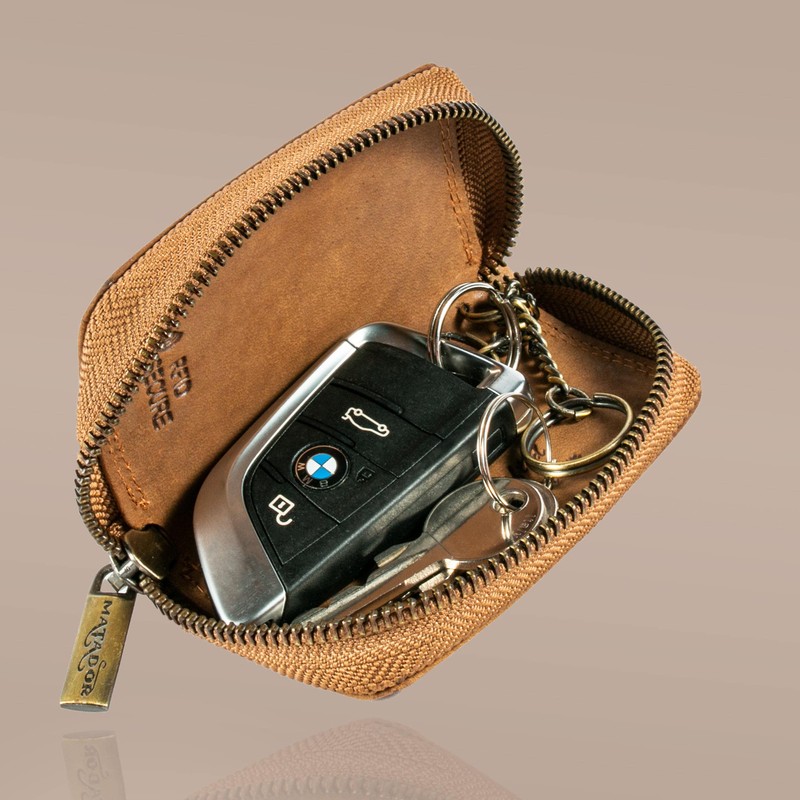 Matador K-65 Genuine Leather Keyring, Beige Brown, Classic