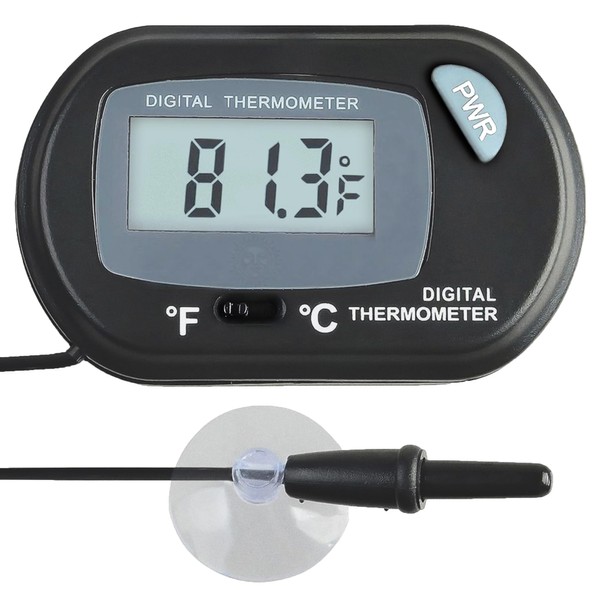 SunGrow Digital Betta Thermometer for Tropical Aquarium Fish, Black Color,