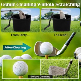 Cleaning Bag for Golf Clubs and Golf Balls, Golf Club Scrub Bag for Cleaning Club Grooves, Removable Clip, Machine Washable, Cleans Club Grooves, Dry Exterior