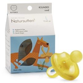 Natursutten butterfly shape dummy, 100% natural rubber, teat, round shape, easy to clean, contains no phthalates, PVC, chemical plasticisers or artificial colours, large, 12 months and older