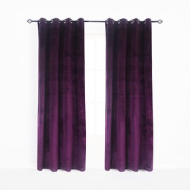 Cherry Home Luxury Velvet Blackout Curtains Panels with Grommet Draperies Eyelet 52Wx72L Inch Purple, 2 Panels for Theater,Bedroom, Living Room and Hotel