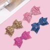 PASDUCHAS 4 PCS Glitter Bows for Girls, 4" Pink Gold