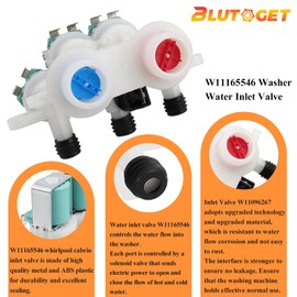 UPGRADED 0EM W11165546 W11096267 Washer Water Inlet Valve-W11220230 W10758828 Fit for Whirlpool Cabrio Washer Valve Maytag Kenmore700 S Washer MAH7500AWW MVWB765FW0 MVW6230HW2 MVWB835DW1 by Blutoget
