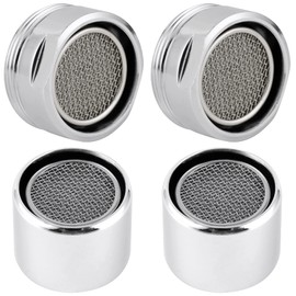 iFealClear 4 Pack Faucet Aerator, Stainless Steel Kitchen Sink Faucet Aerator Adapter with Metal Shell, Male and Female Thread Water-conserving Bathroom Filter with Gasket, Chrome
