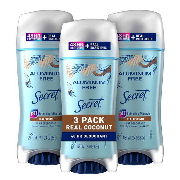 Secret Aluminum Free Deodorant for Women, Coconut 2.4 oz (Pack Of 3)