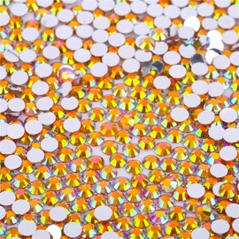1500 Pieces SS16 4mm Flatback AB Rhinestones Clear Glass Round Gems Crystals for Nail Art DIY Crafts Clothes Shoes Bags （Orange）