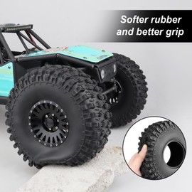 HobbyPark 4pcs RC 2.2" Crawler Tires Mud Terrain Super Grip Soft Height 144mm 5.67 inch fit 2.2 Beadlock Wheels Compatible with TRX4 Sport Redcat Everest 10 Axial RBX10 Ryft 4WD Capra 4WS w/Foam