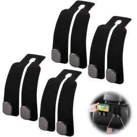 Car Headrest Hooks, Car Seat Back Double Hooks, Vehicle Storage Hooks for Hanging Bags Groceries, Car Organising Accessories Front and Rear Seat Hooks, Pack of 4