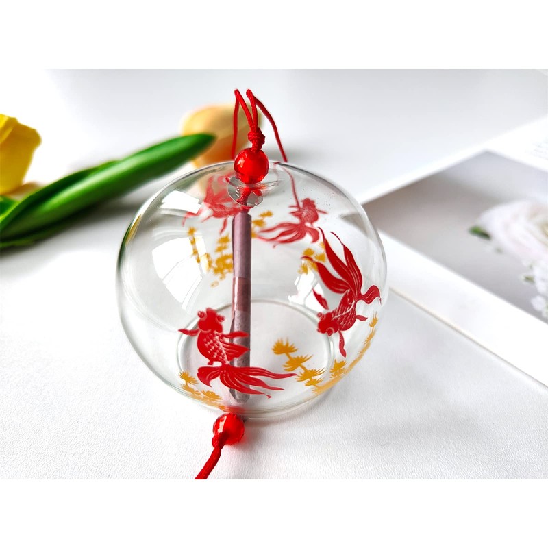 Japanese Wind Chimes Glass Wind Bells Red Glass Wind Chimes