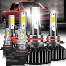 Fit For Ford F150 2015-2024 lights, 800% Super Bright Hi Lo Beam Light Bulbs with Fan and Fog Lights,IP68 Waterproof, 6500K Cool White 36000LM, Pack of 6