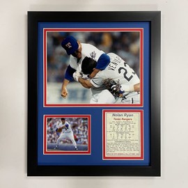 Legends Never Die Nolan Ryan- Texas Rangers Legend- Fight vs. Robin Ventura Collectible | Framed Photo Collage Decor - 12"x15" | Legends Never Die Black