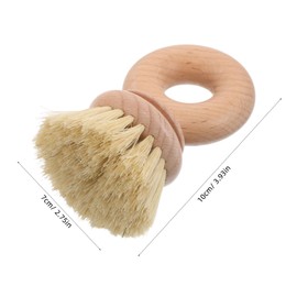 FOMIYES Round Wooden Dish Brush: Handheld Pot Pan Cleaning Scrubber Brush Tool for Kitchen Dishwashing Vegetable Cleaning Accessories
