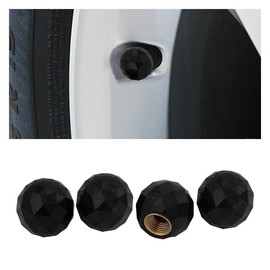4PCS Ball-Shaped Tire Valve Stem Cap Cover, Car Wheel Tire Valve Cap Set, Corrosion Resistant Tire Air Caps, Universal Dustproof Stem Covers for Car, Truck, SUV, Motorcycle, Bicycle (Black)