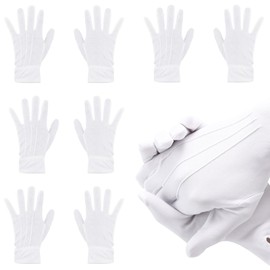 BORISCA 4 Pairs Parade Gloves White Gloves, Cotton White Ceremonial Gloves With Snap Closure, White Gloves Fancy Dress Men, White Santa Gloves Men for Formal Events, ceremonial activity, Cosplay, Show