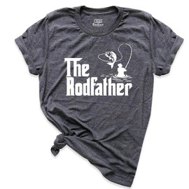 The Rodfather Fishing Tshirt Fisherman Gift, Funny Fishing Shirt for Men Dad Grandpa Shirt