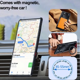 Guizzcg Case for Red Magic 10 Pro/10 Pro+/10S Pro/10S Pro+ Case with Ring Stand Holder, Soft TPU Bumper + Acrylic Back Military Grade Airbags Shookproof Drop Protection[1 Tempered Film],Stand Black