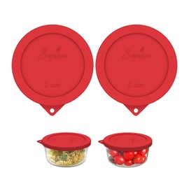 Sophico 2 Cup Round Silicone Storage Cover Lids Replacement for Anchor Hocking and Pyrex 7200-PC Glass Bowls (Container not Included) | Red, 2 Pack |