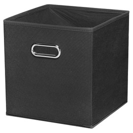 PATIKIL Foldable Storage Cube Bins, Fabric Storage Bins Cube Organizer with Handle for Home Bedroom Shelf Closet Organization, Black (10"x10"x10")
