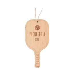 Wooden Pickleball Racket Ornament for Christmas Tree, 2024 Pickleball Ornament