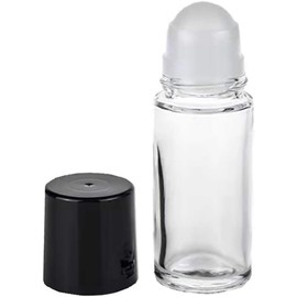 DPWOUM 2Pcs 30ML Clear Empty Glass Essential Oil Roller Bottles Vials Containers Refillable Roll-on Bottles with Refillable Containers Tools and Accessories (Black)