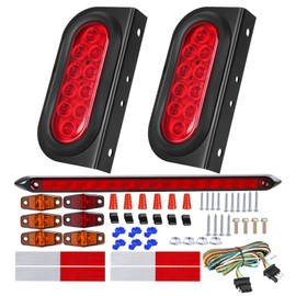 EXERAUO 6 Inch Oval Led Trailer Lights Kit with Mounting Bracket, Sealed Submersible Stop Brake Trailer Tail Light Kit, Trailer Light Bar and Wiring Harness for Boat RV Truck