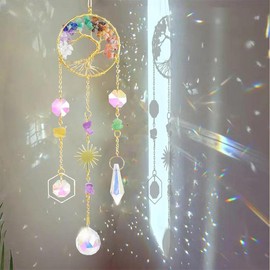 Sun Catcher, 7 Chakra Tree of Life  Suncatcher Hanging for Indoor Window, Dream Catchers for , , Rainbow Maker, Garden Home Decor - Color: Suncatcher 1