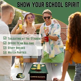 Oregon Ducks Desktop Cornhole Set with Brown Wood Grain Design & Team Logo by Fan Creations – Mini Novelty Game for Workplace, Home, or Dorm – Easy One-Time Assembly – Stress Relief