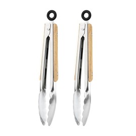 SOLEMOOD Tongs for Cooking, Set of 2, Stainless Steel, All-Purpose Tongs, 10.2 inches (26 cm), Total Length with Stopper, For Cooking, Grilled Meat, Camping, Barbecues, Condiments, Cooking, Frying