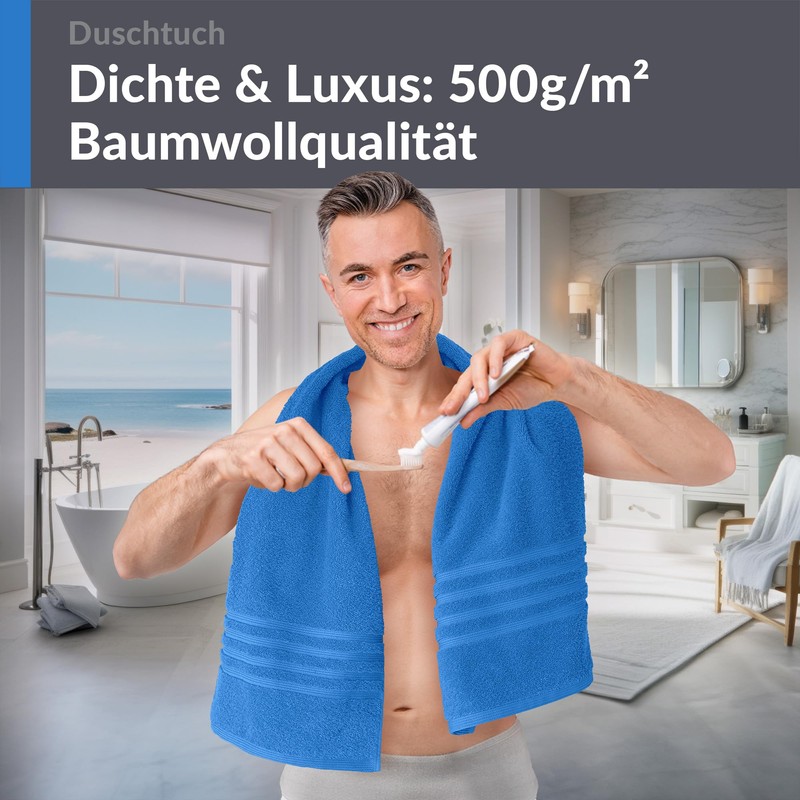 Lashuma Men's Bath Towel 70 x 140 cm Blue Capri