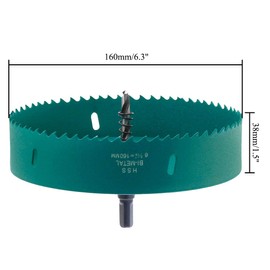 Suiwotin 160mm/6.3 Inch Hole Saw with Arbor, 6-5/16" BI-Metal Wood Hole Saw Hole Cutter, Cut Smooth and Fast for Cornhole Boards, Wood, Plastic, Metal, Drywall, Fiberboard